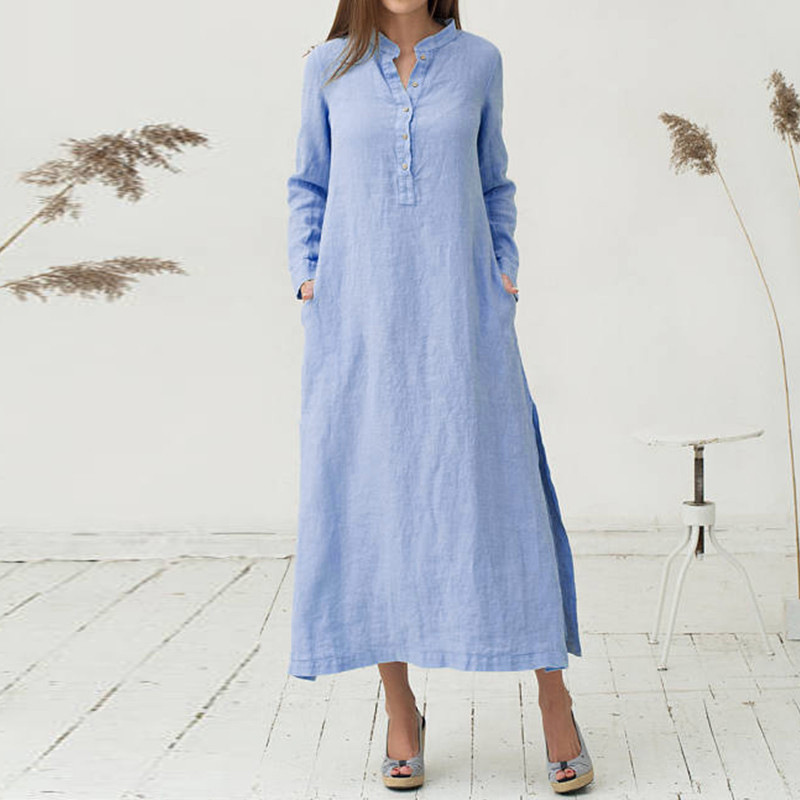 Aliexpress Amazon Women's Loose Long Dress Stand Collar Gown Long Sleeve Shirt Dress Elegant Comfortable Casual Aliexpress Amazon Women's Loose Long Dress Stand Collar Gown Long Sleeve Shirt Dress Elegant Comfortable Casual