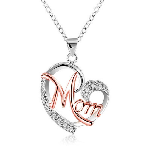 Cao Shuoou Women's Necklace (with Chain), mom's multi-color heart-shaped diamond pendant, wish Mother's Day gift, cross-border