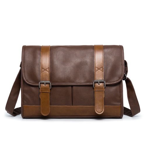 Japanese retro PU shoulder bag imitation leather shoulder zipper backpack travel small bag casual slant chest bag trendy men's messenger bag trendy