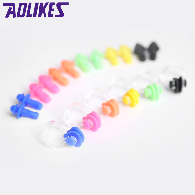 Clip de nariz tapones para los oídos traje adulto niños natación profesional silicona tapón nasal antideslizante natación Equipo Impermeable tapones para los oídos