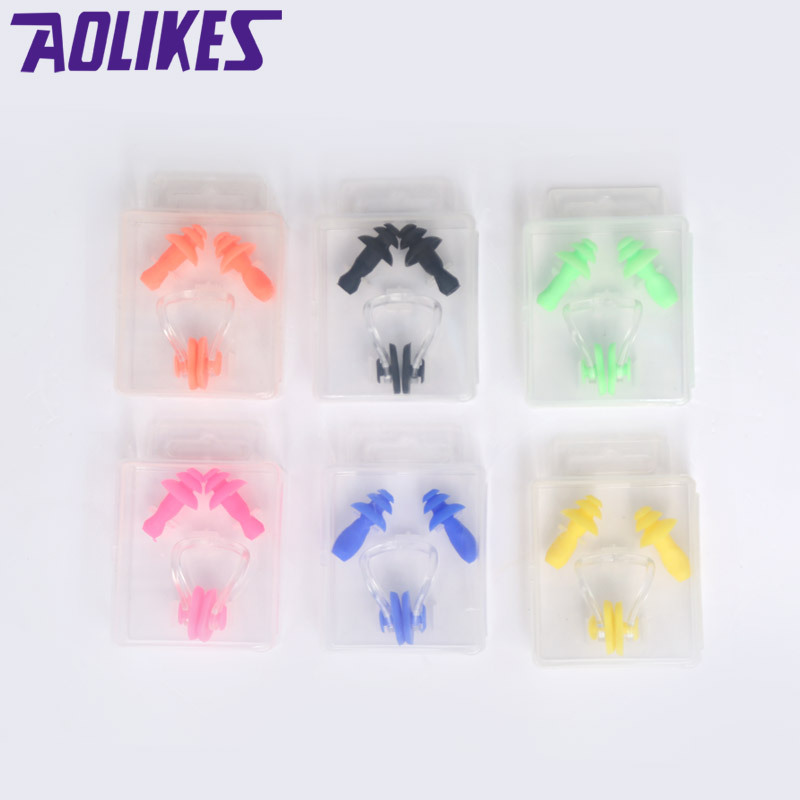 Clip de nariz tapones para los oídos traje adulto niños natación profesional silicona tapón nasal antideslizante natación Equipo Impermeable tapones para los oídos