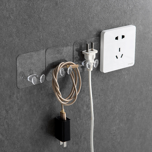2637 transparent plug wall hook kitchen wall strong adhesive hook creative socket bracket plug hanger