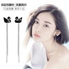 Fashionable swan, earrings, silver needle from pearl, Korean style, silver 925 sample, with snowflakes, wholesale