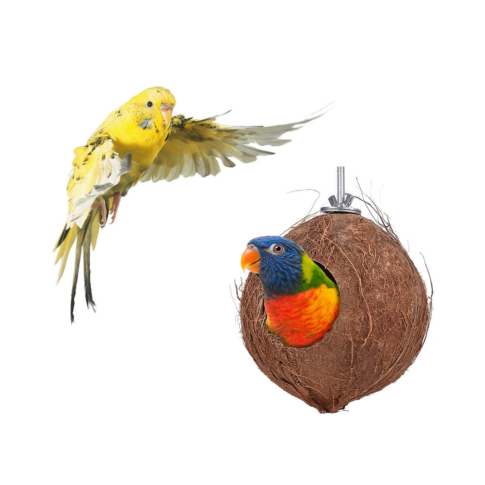 Попугай Кокосовая скорлупа Птичье гнездо хомяка белки разведение гнездо теплое гнездо Кокосовая скорлупа лестница Игрушка для попугая