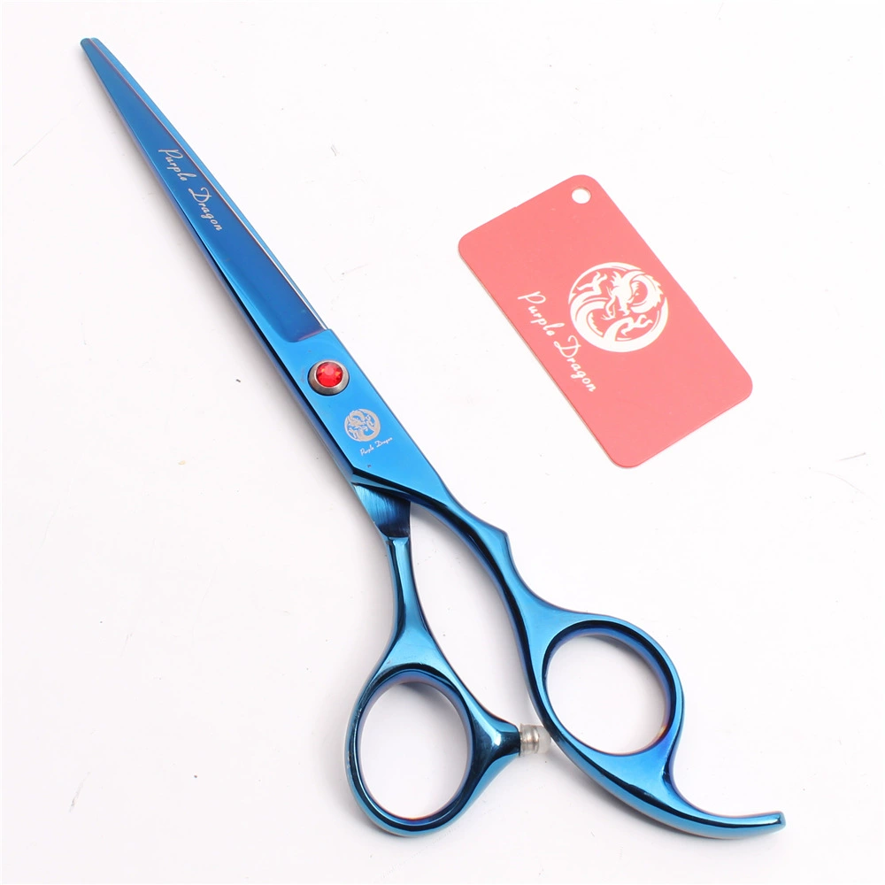 Purple Dragon 7.0 -inch Blue 3 Package Pets Straight Cut Flating Foot Cut, Cut, Shear Cosmetic Scissors Dog
