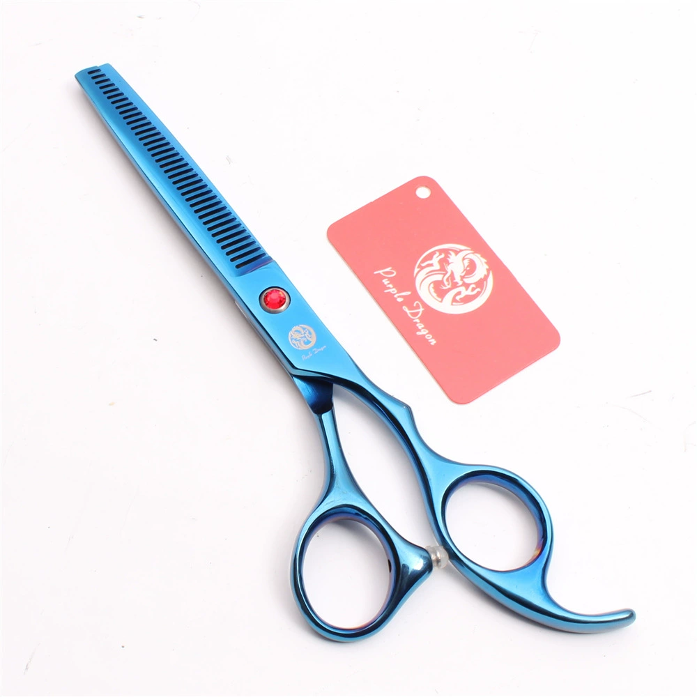 Purple Dragon 7.0 -inch Blue 3 Package Pets Straight Cut Flating Foot Cut, Cut, Shear Cosmetic Scissors Dog