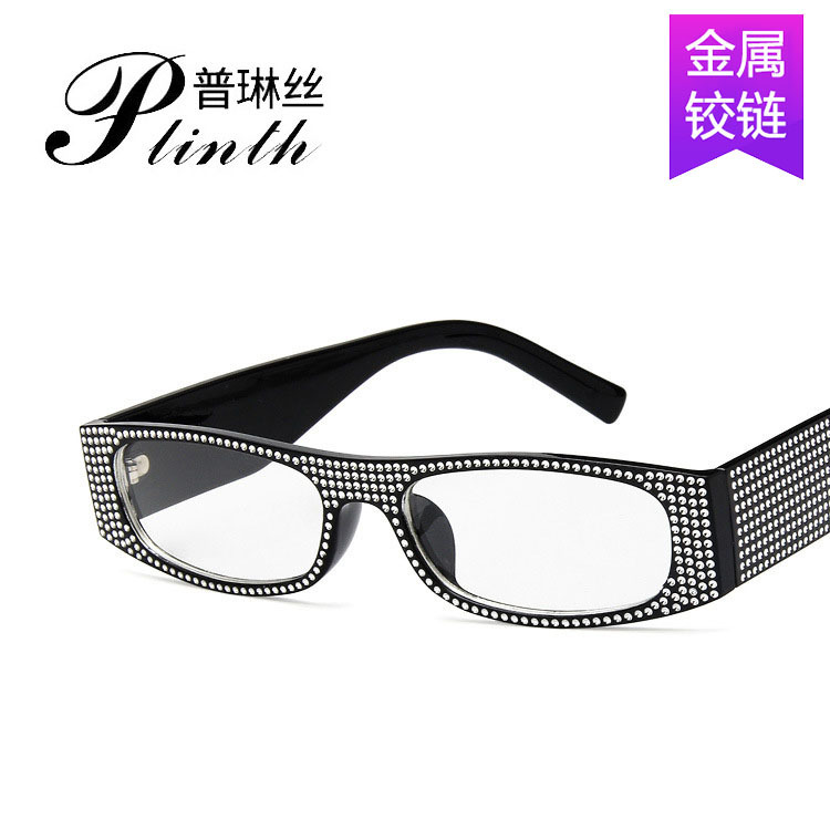 New European and American Fashion Square imitation diamond sunglasses retro small square sunglasses fashion catwalk sunglasses