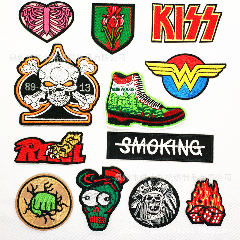 ZUMAKOO 新款亚马逊鬼头火焰布贴 鞋子补丁贴字母可缝可烫衣服贴