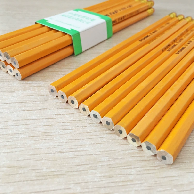Pencil HB с резинкой, школьные канцелярские подарки, жёлтый шестигранный деревянный карандаш, чёрная графитовая стержень