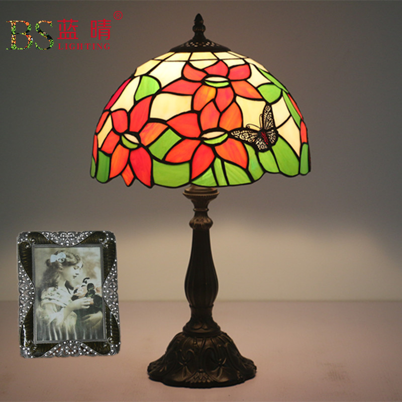Cross-border European Retro Creative Export Tiffany Table Lamp Bedroom Bedside Living Room Study Restaurant Bar Decorative Lamp