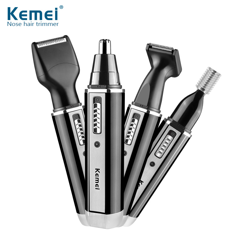 Cross-border Komei hombres multi-funcional 4-en-1 nariz pelo trimmer Shaver barba ceja traje eléctrico nariz pelo instrumento