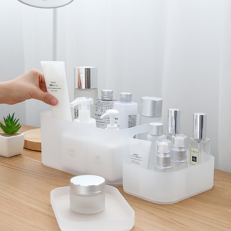 XY Desktop Storage Box Cosmetic Box Plastic Frosted Partition with Lid Mask Box Cosmetic Table Filing Box