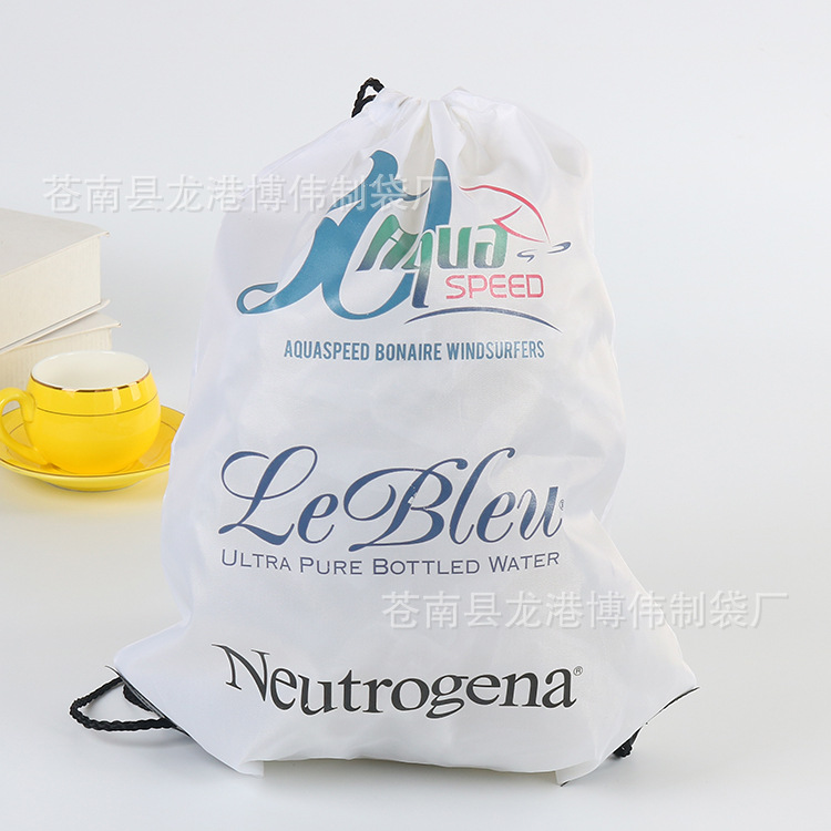 厂家批发涤纶布束马拉松抽绳双肩拉绳袋可折叠涤纶收口袋可订