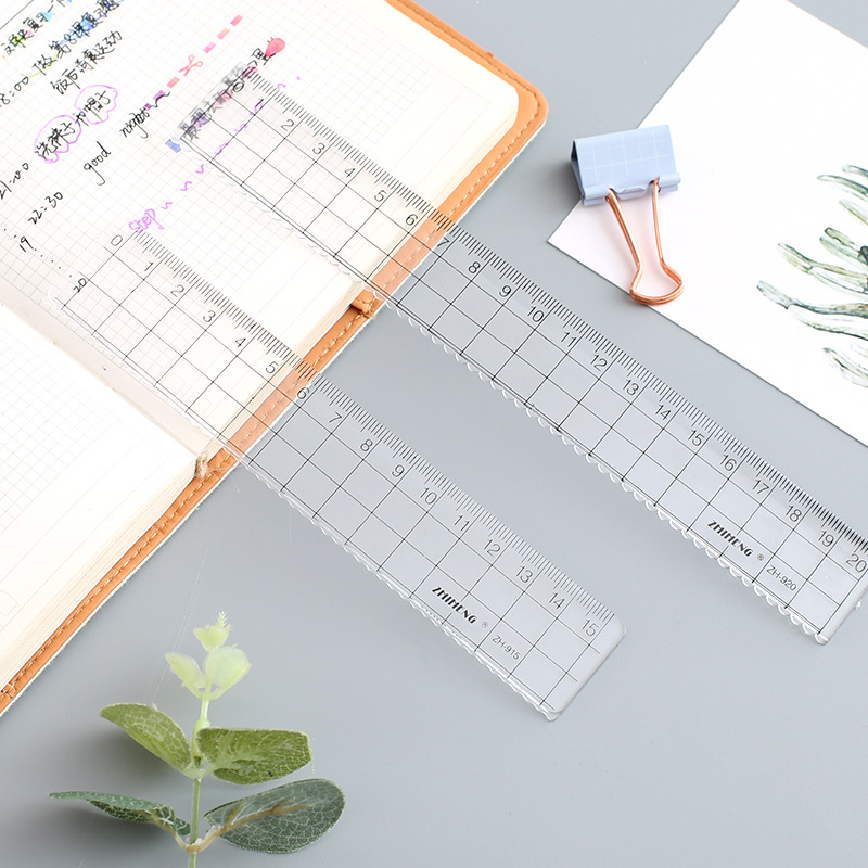 Regla creativa simple no impresa a cuadros transparente regla de plástico acrílico Escala de examen de estudiante regla