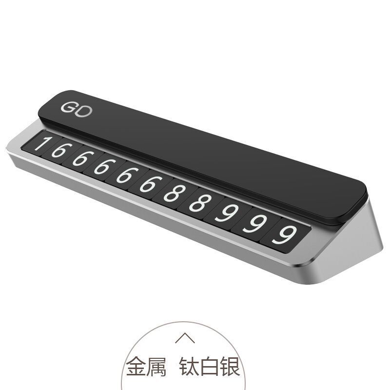 Placa de número de estacionamiento temporal del coche Placa de teléfono móvil de aleación