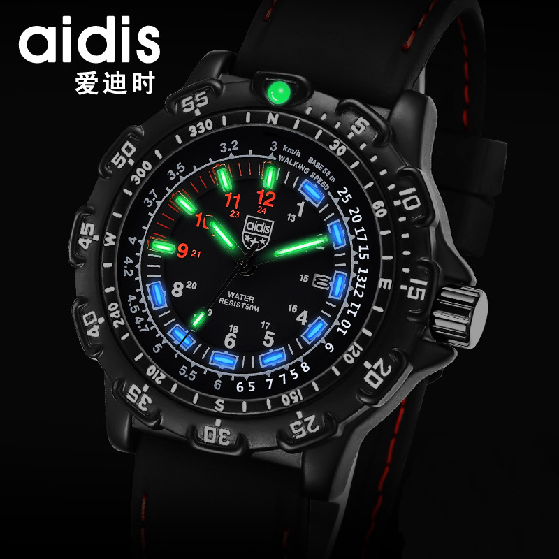 Edishi Cross-Border Hot Selling Waterproof Luminous Men's Watch Outdoor Multi-Functional Quartz Watch Popular Mechanical Watch