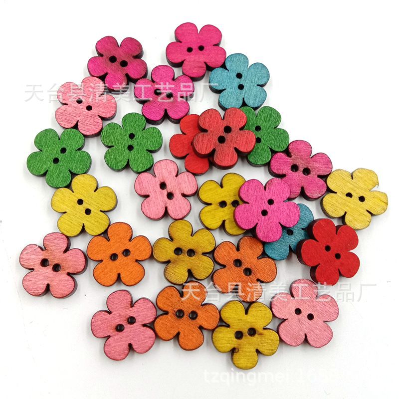 DIY estilo retro botones de ciruela de madera de 18mm colorido retro cinco pequeños botones de ciruela