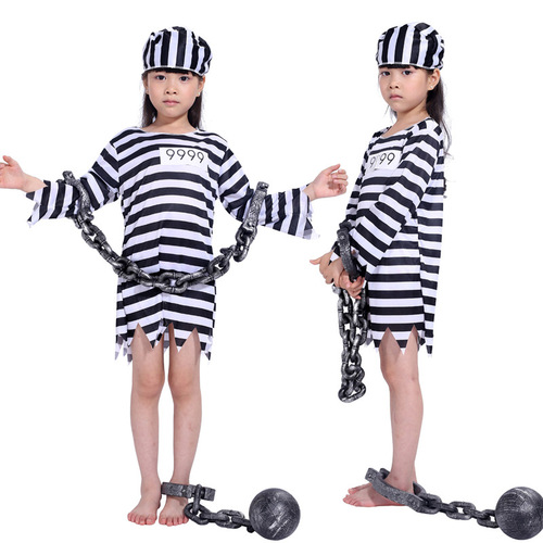 Cosplay Halloween Ghost Day Prisoner Clothes Sexy Violent Male Prisoner Adult Male Prisoner Suit Children Prisoner Set 