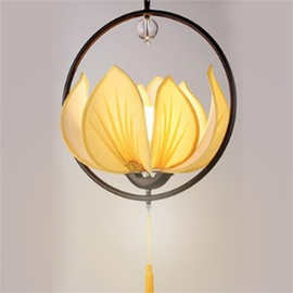 仿古典新中式莲花吊灯餐厅茶楼过道书房创意手绘灯笼家装吊灯