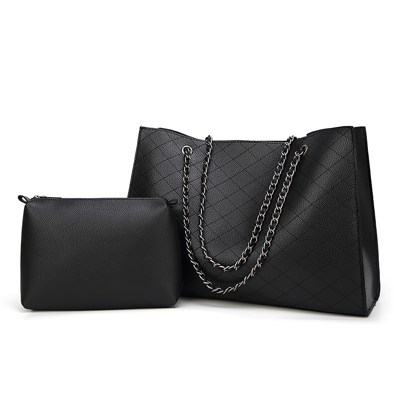 Trendige, gesteppte Mutter-Kind-Handtasche im europäischen und amerikanischen Stil, Sommer 2023, neue schlichte Schultertasche mit Kette für Damen_voghion.com