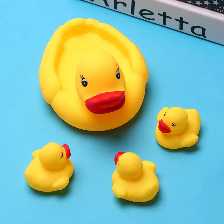 批发捏捏叫大黄鸭儿童洗澡玩具夏季宝宝泡浴戏水玩具小黄鸭套装