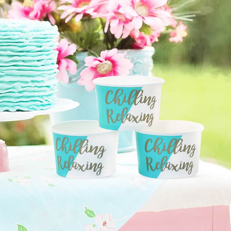 Disposable printed paper bowl birthday party decoration adult ice cream bowl yogurt cup dessert shop wholesale