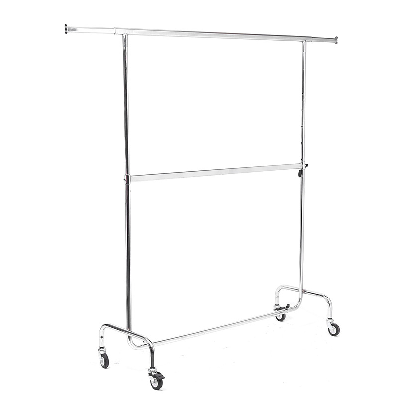 厂家直销晒衣架 不锈钢落地单杆服装架 可移动晾衣架带轮子
