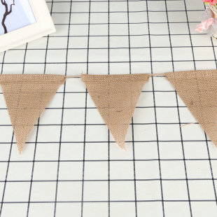 Linen triangle flag glossy jute triangle pull flag DIY decoration wedding birthday party layout supplies