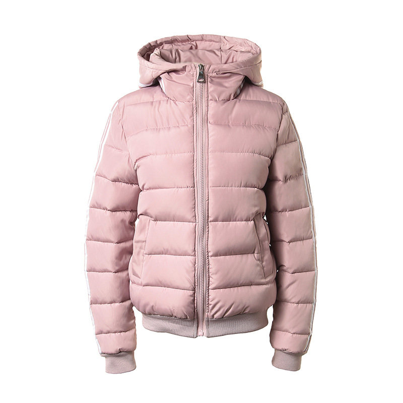 European and American Clothing Cotton-Padded Clothes, Autumn and Winter Three-Stripe Down-Padded Clothes, Women's Short Korean Style Student Group Clothes, Sports Cotton-Padded Jackets