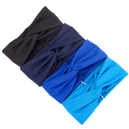 Amazon Western and European Women's Solid Color Cross Yoga Headband for Pulling and Knotting Leopard Print Sports Headband Multicolor Headband