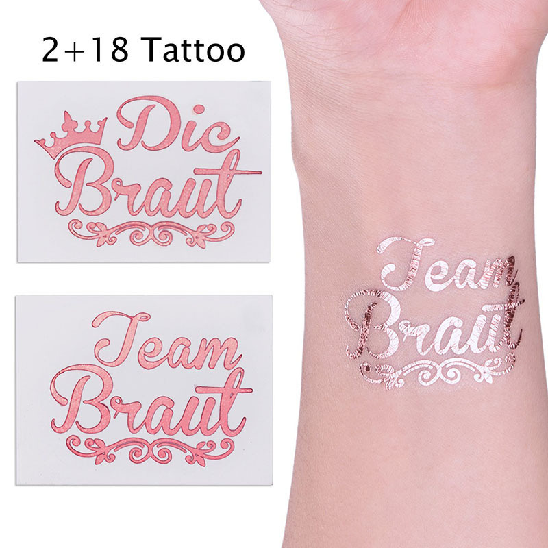 In-Stock Amazon Team Bride Bachelorette Party Bride Metal Tattoo Stickers Gold and Silver Foil Tattoo Stickers
