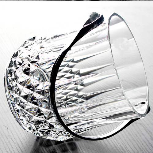PS Plastic Manufacturer Portable Transparent Ice Bucket Small Diamond Crystal Ice Bucket Plastic Ice Tongs Ice Pellet Bucket