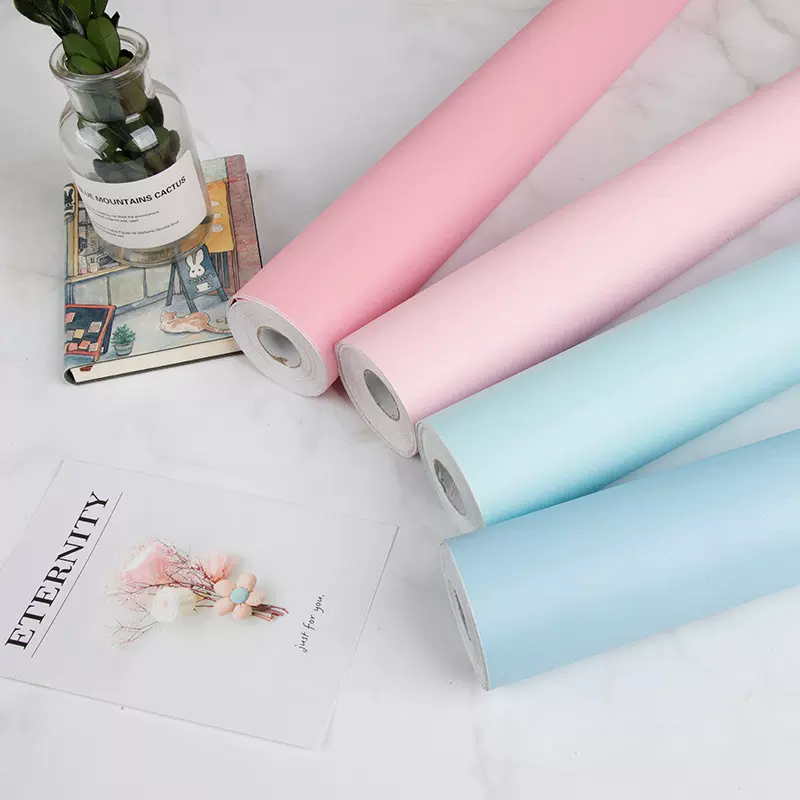 墙纸卧室防水防潮墙白色批发背景墙马卡龙wallpaper壁饰