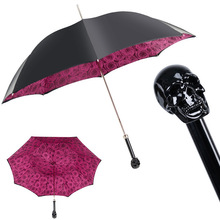 英伦雨伞双层黑色骷髅头长柄晴雨伞 高档伞伞头设计鬼头伞