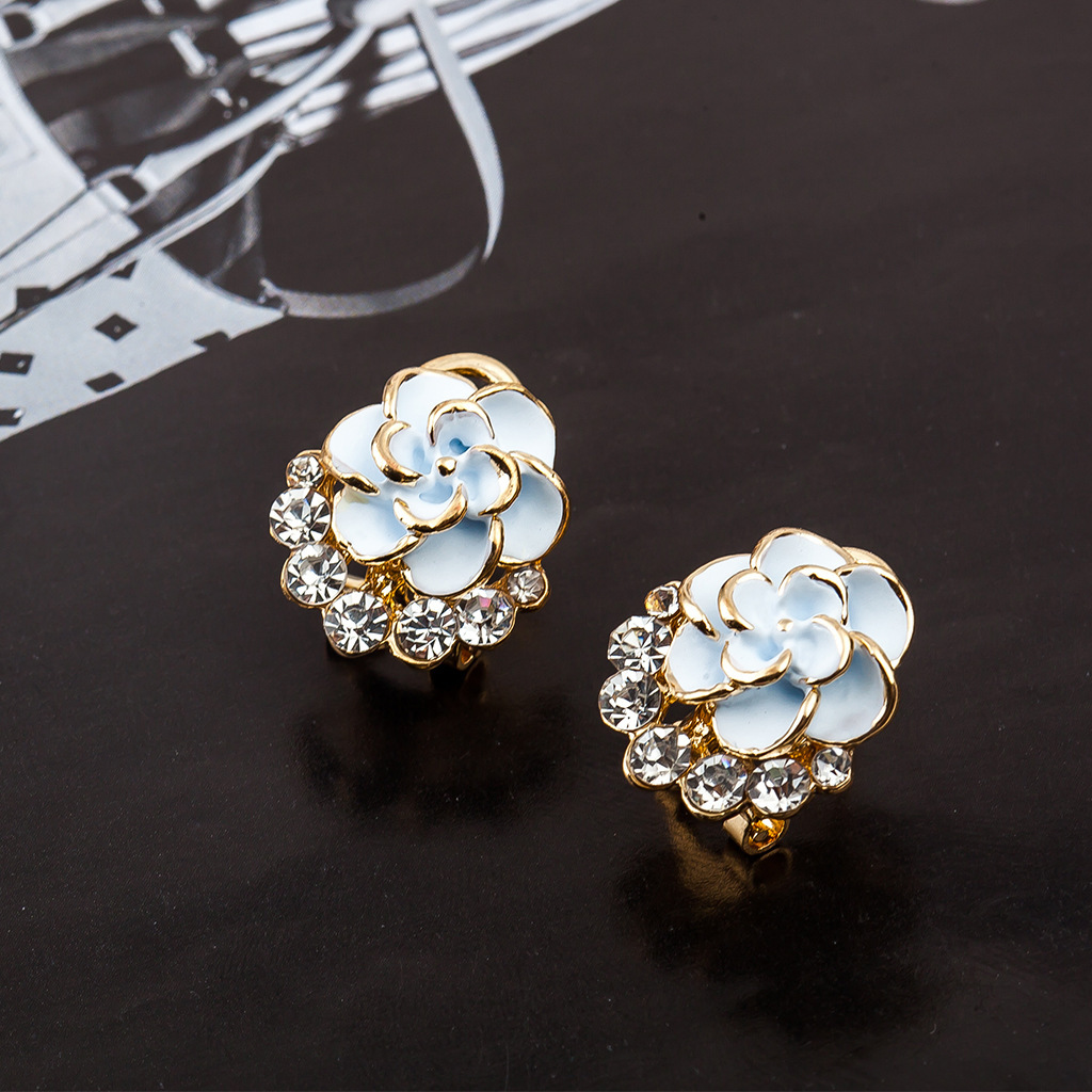Pendientes de cristal de moda de estilo coreano Rosa peonía Camelia flor pendientes Yiwu pequeña mercancía al por mayor