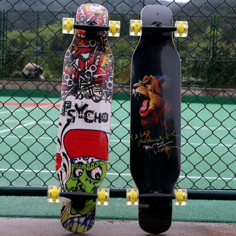 Zhejia Skateboard Four-Wheel Cross-Border Street Popular Model Professional Road Longboard with Lights Street Cross-Border Popular Model Anti-Slip