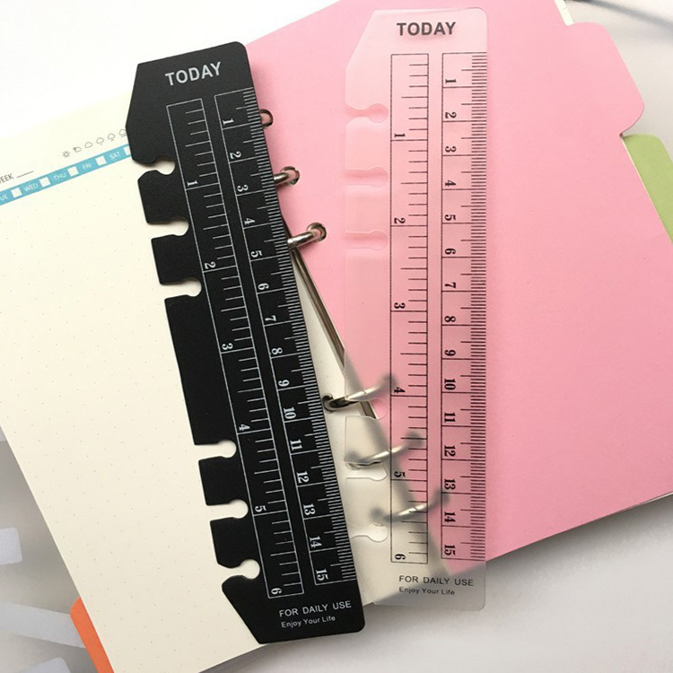 PVC page-separated soft ruler thickened hand account bookmark ruler A5A6 loose-leaf notebook peripheral standard 6-hole scale ruler