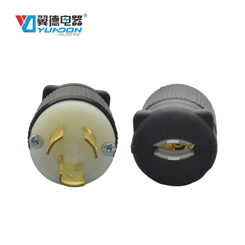 美国三孔锁式防松插座 工业引挂式空中对接插座 NEMA L5-15P