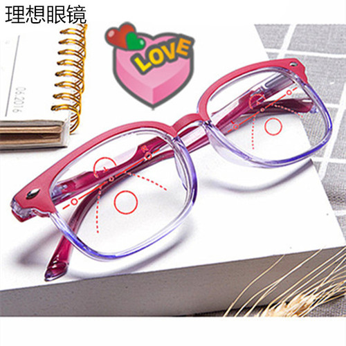 New retro progressive multi-focus reading glasses for both distance and near use multifunctional two-color plastic frame glasses for men and women