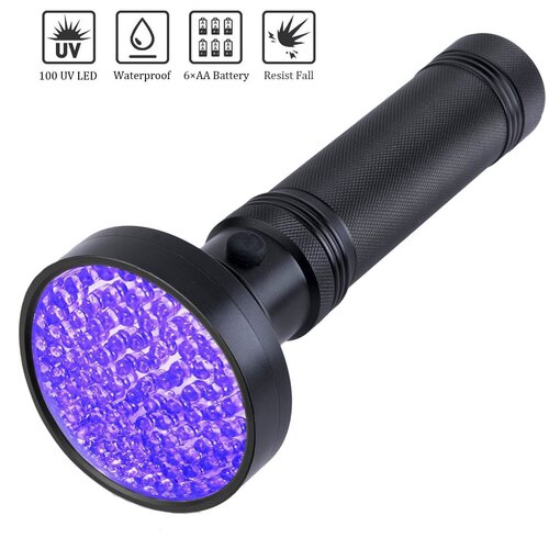 100LED UV purple light flashlight fluorescent agent detection lamp ultraviolet lamp disinfection tobacco and alcohol anti-counterfeiting scorpions