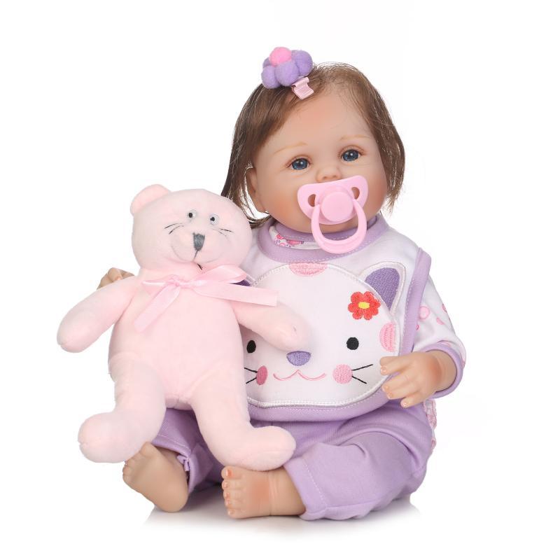 Simulación bebé muñeca de goma suave lindo bebé realista educación temprana juguetes jugar casa regalo creativo