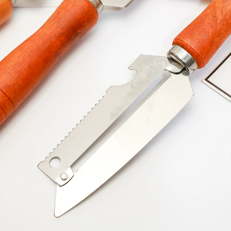 Wooden handle four-purpose planer stainless steel fruit planer scraper multifunctional peeler kitchen fruit planer fish scale planer