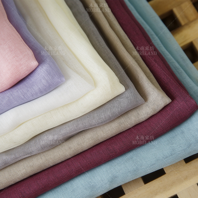 Keqiao Wholesale Ins Pure Color White Gauze Quandoli Imitation Linen Curtain Window Screen Living Room Balcony Bedroom Gauze Curtain Finished Product