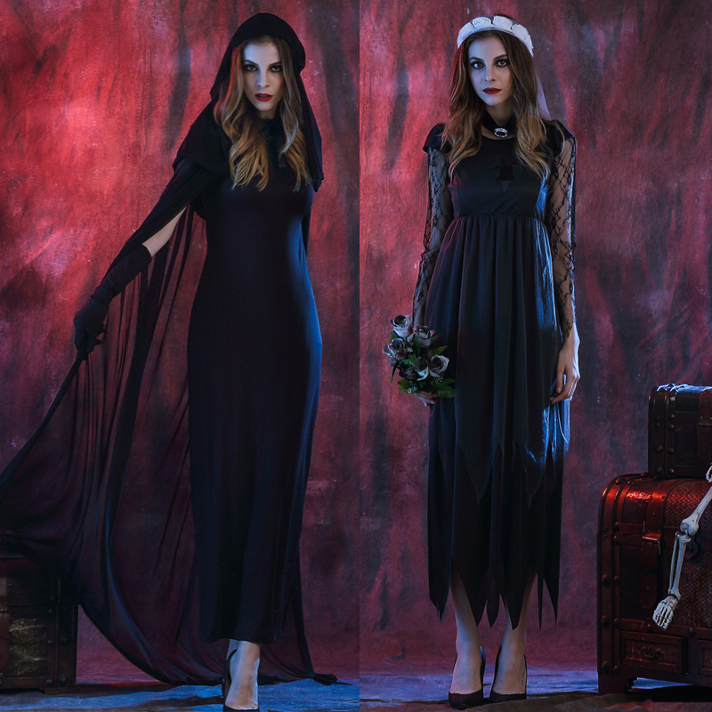 Vampire Costume Lace Tulle Ghost Bride Costume Women's Halloween Cosplay Costume Export Game Uniform