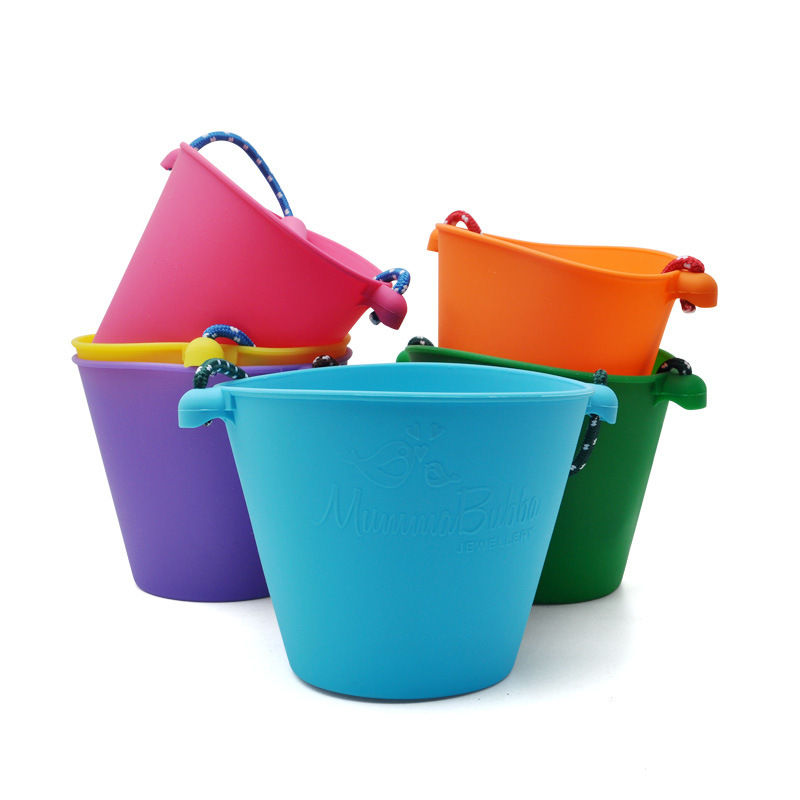 Cubo plegable portátil, cubo de silicona multifuncional, juguetes de agua multicolor para la playa, para bañarse, juguetes de agua para niños, para exteriores