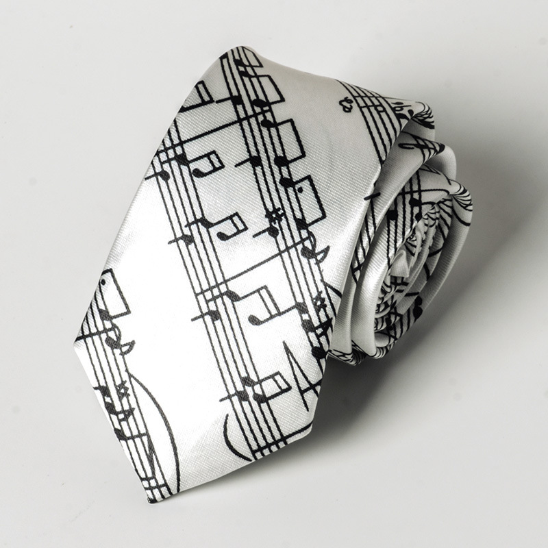 Cravatta sottile con motivo pianoforte alla moda uomo donna_voghion.com