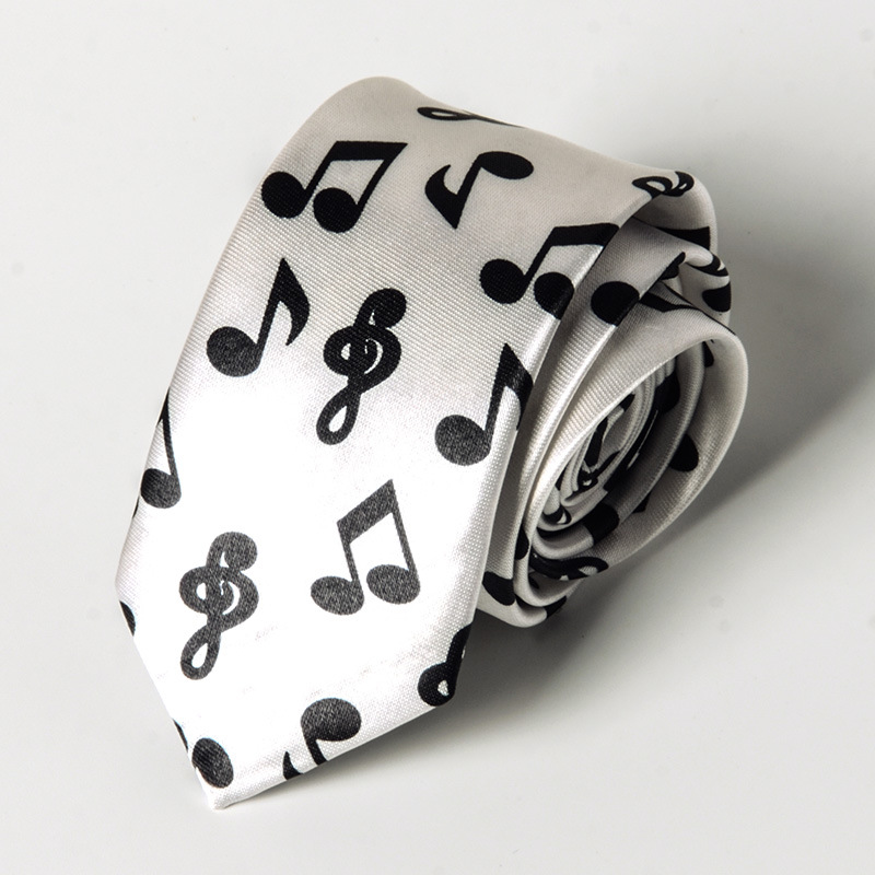 Cravatta sottile con motivo pianoforte alla moda uomo donna_voghion.com