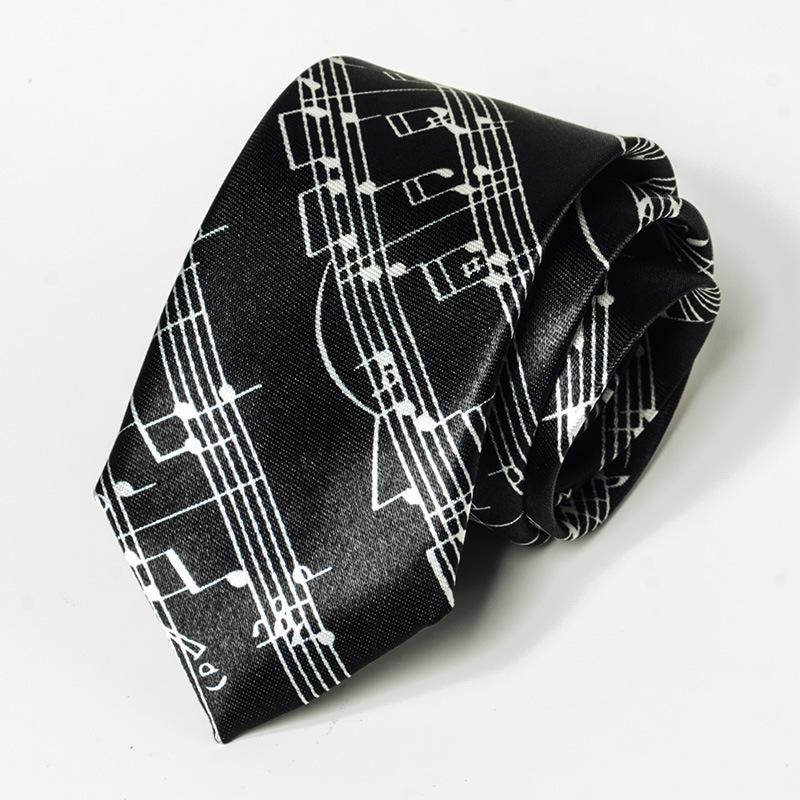 Cravatta sottile con motivo pianoforte alla moda uomo donna_voghion.com
