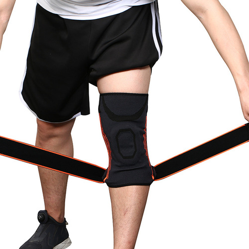 Shock-absorbing anti-slip spring pressurized warm knee pads Basketball sports equipment protective gear/pressurized belt silicone knee pads wholesale