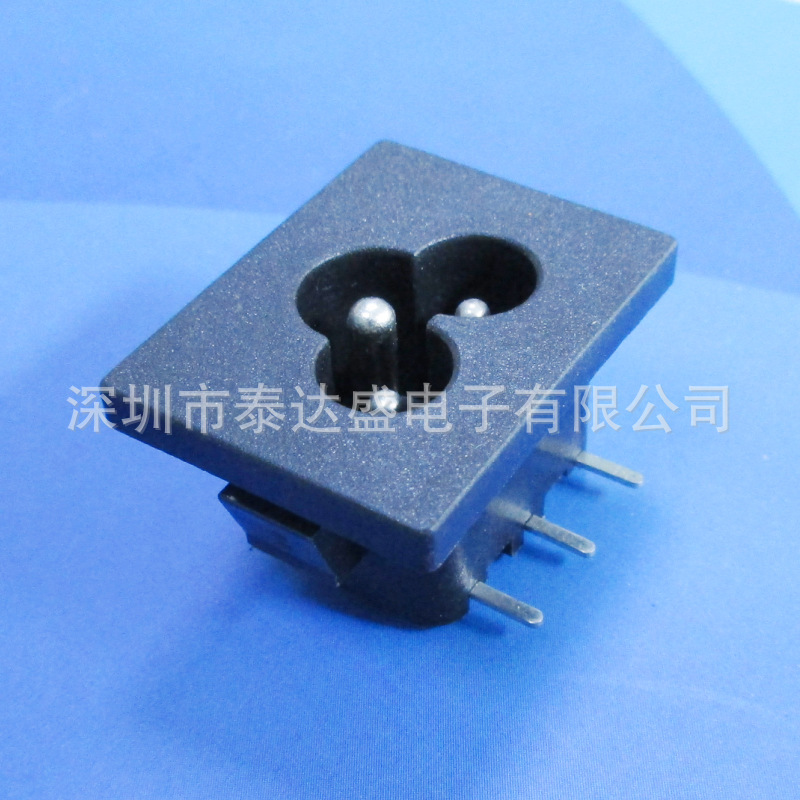 三脚带地线梅花尾大面板插座31*24全铜耐温大梅花AC输入插座DB-6